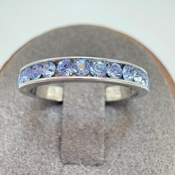 SETA Solid Sterling Silver 925 Blue Cubic Zirconia Statement Ring Size 6 - Picture 4 of 13